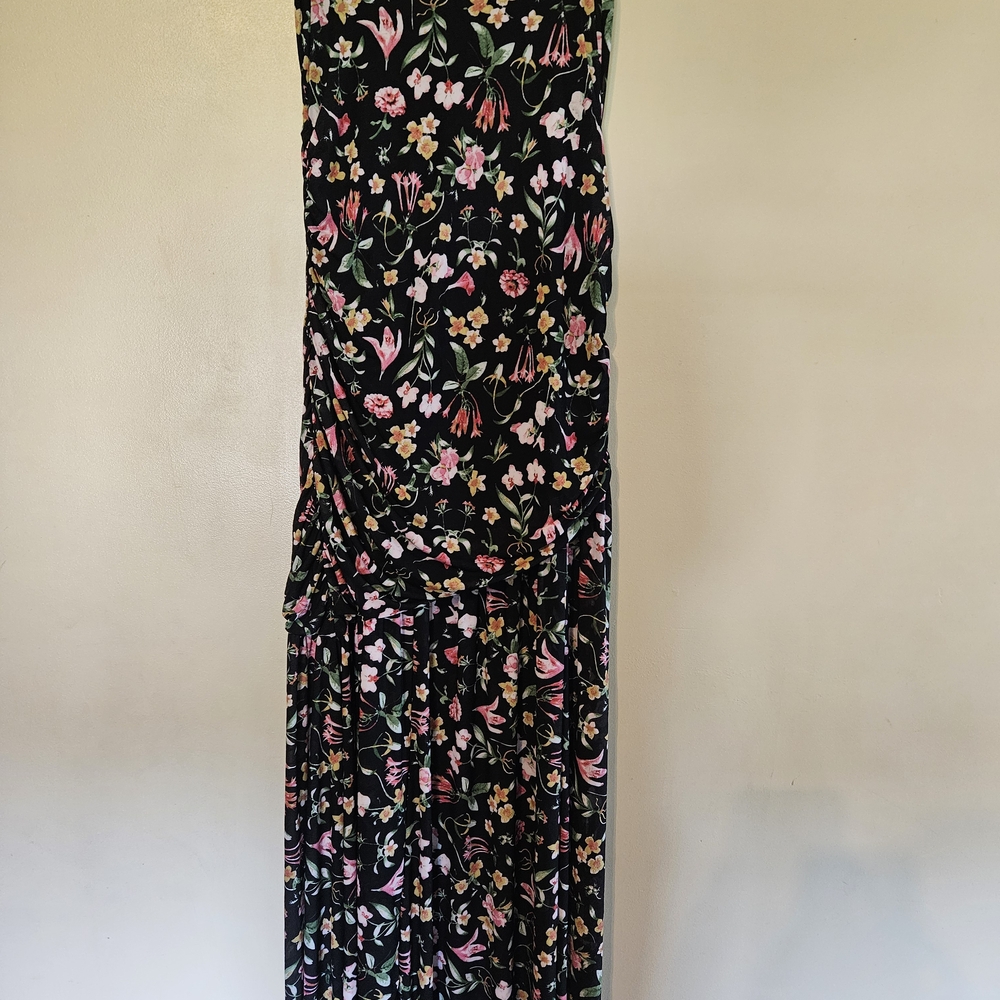 H&M Strapless Floral Dress - Black and Pink